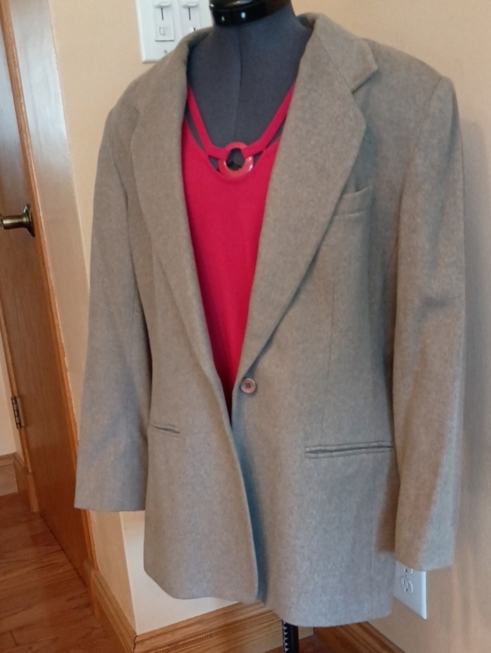 VTG Lands' End Wool-Cashmere Blend Women's Blazer, Sz 14 Petite In Taupe, NWOT